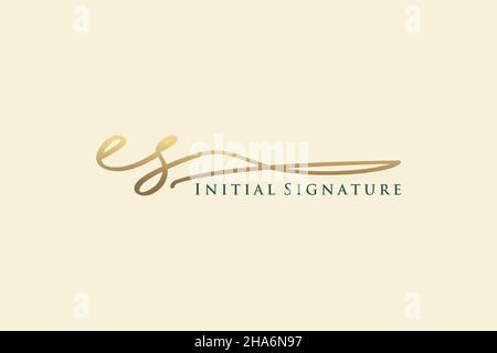 MODELLO DI logo firmato CON lettera CS Logo elegante. Disegno a mano Calligraphy Lettering Vector Illustration. Illustrazione Vettoriale