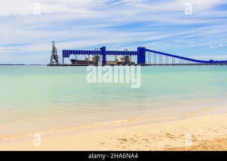 Nave ormeggiata al CBH Kwinana Grain Jetty, Rockingham, Australia Occidentale Foto Stock