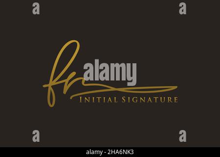 Logo FR Letter Signature Template elegante. Disegno a mano Calligraphy Lettering Vector Illustration. Illustrazione Vettoriale