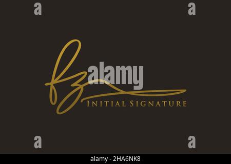 FZ Letter Signature Logo Template elegante logo di design. Disegno a mano Calligraphy Lettering Vector Illustration. Illustrazione Vettoriale