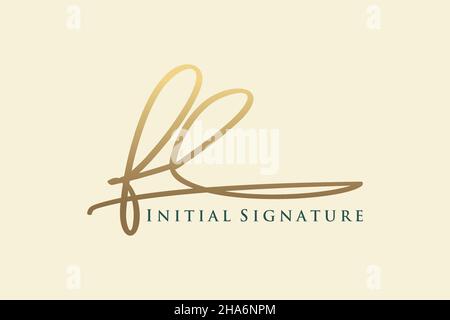 Modello con logo firmato FL Letter Logo elegante. Disegno a mano Calligraphy Lettering Vector Illustration. Illustrazione Vettoriale