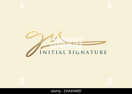 Logo GV Letter Signature Template elegante design logo. Disegno a mano Calligraphy Lettering Vector Illustration. Illustrazione Vettoriale