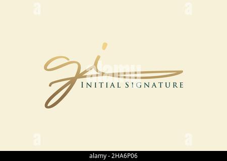 Logo GI Letter Signature Template elegante design logo. Disegno a mano Calligraphy Lettering Vector Illustration. Illustrazione Vettoriale