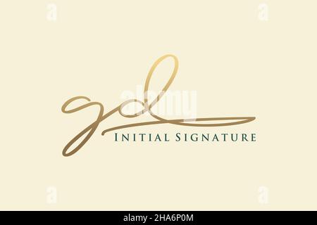 Modello di logo GD Letter Signature Logo elegante. Disegno a mano Calligraphy Lettering Vector Illustration. Illustrazione Vettoriale