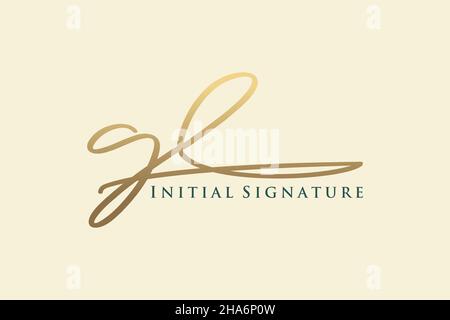 Logo GL Letter Signature Template elegante. Disegno a mano Calligraphy Lettering Vector Illustration. Illustrazione Vettoriale