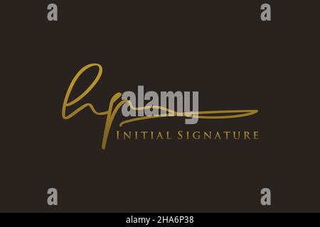 Logo HP Letter Signature Logo Template dal design elegante. Disegno a mano Calligraphy Lettering Vector Illustration. Illustrazione Vettoriale