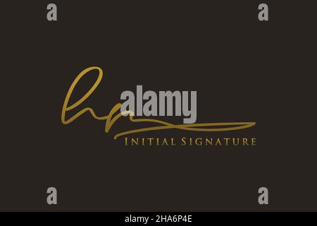 Modello di logo con firma della lettera HR elegante logo di design. Disegno a mano Calligraphy Lettering Vector Illustration. Illustrazione Vettoriale