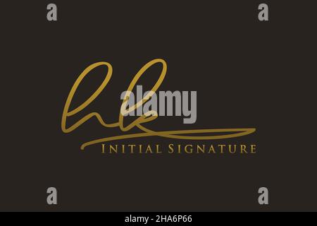 HK Letter Signature Logo Template elegante logo di design. Disegno a mano Calligraphy Lettering Vector Illustration. Illustrazione Vettoriale