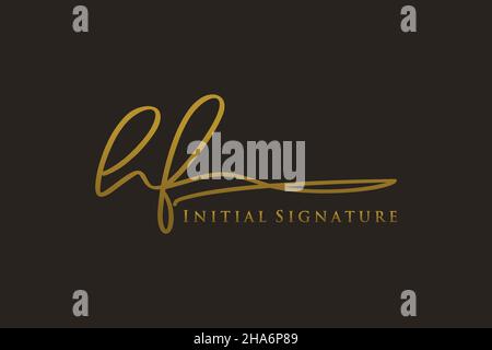 Modello con logo firmato HF Letter Logo elegante. Disegno a mano Calligraphy Lettering Vector Illustration. Illustrazione Vettoriale