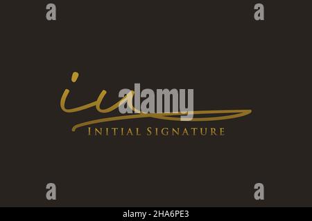 IU Letter Signature Logo Template elegante logo design. Disegno a mano Calligraphy Lettering Vector Illustration. Illustrazione Vettoriale