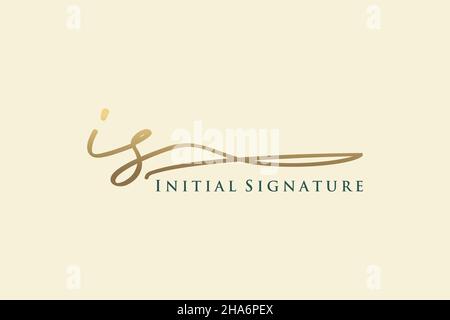 LOGO CON firma IN lettera IS modello elegante. Disegno a mano Calligraphy Lettering Vector Illustration. Illustrazione Vettoriale