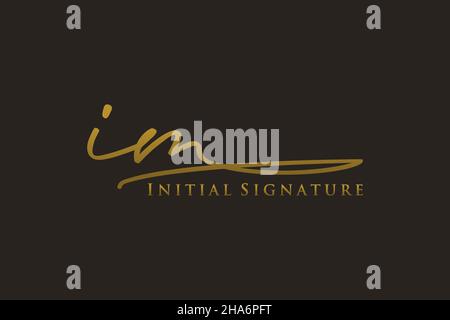 LOGO IM Letter Signature Template elegante. Disegno a mano Calligraphy Lettering Vector Illustration. Illustrazione Vettoriale