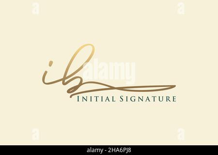 IB lettera Signature Logo Template elegante logo di design. Disegno a mano Calligraphy Lettering Vector Illustration. Illustrazione Vettoriale