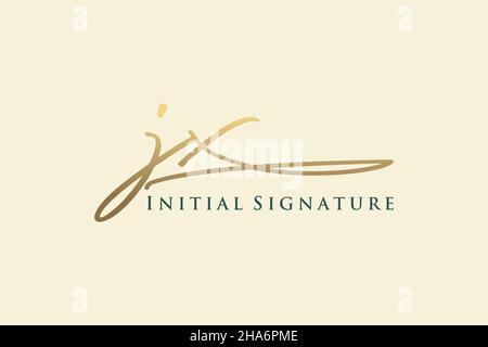 Logo JX Letter Signature Template elegante design. Disegno a mano Calligraphy Lettering Vector Illustration. Illustrazione Vettoriale