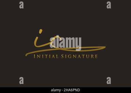 Logo IC Letter Signature Template elegante. Disegno a mano Calligraphy Lettering Vector Illustration. Illustrazione Vettoriale