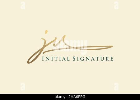 Logo JV Letter Signature Template elegante design. Disegno a mano Calligraphy Lettering Vector Illustration. Illustrazione Vettoriale