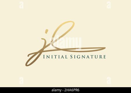 LOGO JL Letter Signature Template elegante design. Disegno a mano Calligraphy Lettering Vector Illustration. Illustrazione Vettoriale