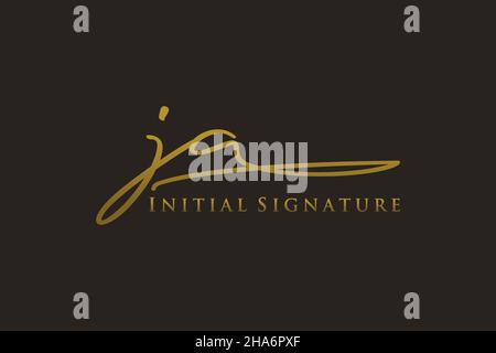 Logo JA Letter Signature Template elegante design. Disegno a mano Calligraphy Lettering Vector Illustration. Illustrazione Vettoriale