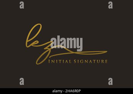 Modello con logo firmato KZ Letter Logo elegante. Disegno a mano Calligraphy Lettering Vector Illustration. Illustrazione Vettoriale