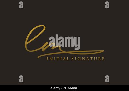 LM Letter Signature Logo Template elegante logo di design. Disegno a mano Calligraphy Lettering Vector Illustration. Illustrazione Vettoriale