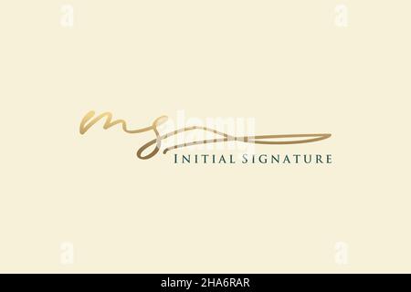 Logo MS Letter Signature Logo Template elegante. Disegno a mano Calligraphy Lettering Vector Illustration. Illustrazione Vettoriale