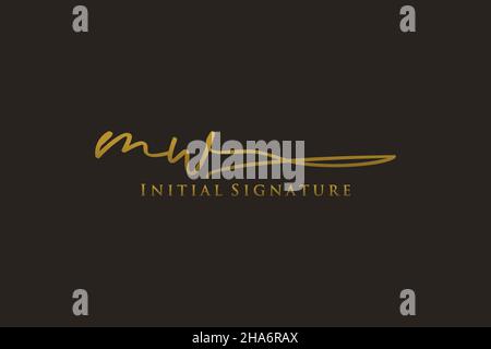 Modello di logo MW Letter Signature Logo elegante. Disegno a mano Calligraphy Lettering Vector Illustration. Illustrazione Vettoriale