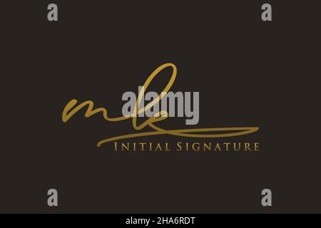 LOGO MK Letter Signature Template elegante. Disegno a mano Calligraphy Lettering Vector Illustration. Illustrazione Vettoriale