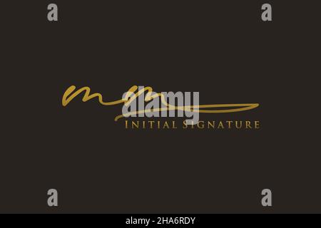 LOGO MM Letter Signature Template elegante. Disegno a mano Calligraphy Lettering Vector Illustration. Illustrazione Vettoriale