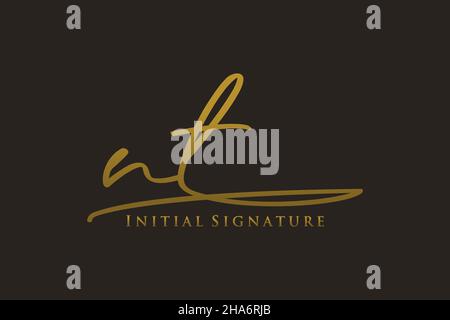 Logo NT Letter Signature Template elegante. Disegno a mano Calligraphy Lettering Vector Illustration. Illustrazione Vettoriale