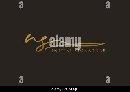Modello con logo firmato NS Letter Logo elegante. Disegno a mano Calligraphy Lettering Vector Illustration. Illustrazione Vettoriale