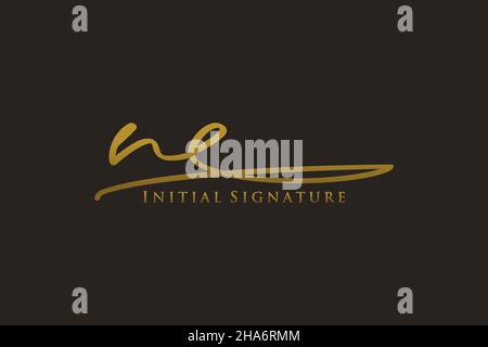 Modello di logo firmato con lettera NE elegante logo di design. Disegno a mano Calligraphy Lettering Vector Illustration. Illustrazione Vettoriale