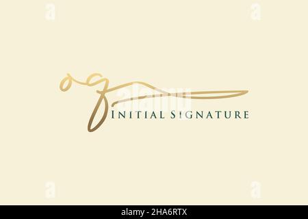 Logo OQ Letter Signature Template elegante design. Disegno a mano Calligraphy Lettering Vector Illustration. Illustrazione Vettoriale