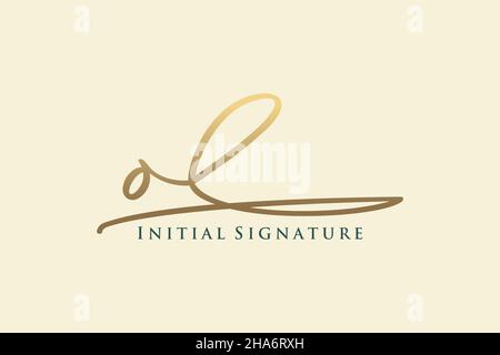 Logo OL Letter Signature Template dal design elegante. Disegno a mano Calligraphy Lettering Vector Illustration. Illustrazione Vettoriale