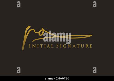 MODELLO LOGO con firma IN LETTERE PO elegante logo di design. Disegno a mano Calligraphy Lettering Vector Illustration. Illustrazione Vettoriale