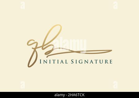 Modello di logo con firma QB Letter elegante logo di design. Disegno a mano Calligraphy Lettering Vector Illustration. Illustrazione Vettoriale