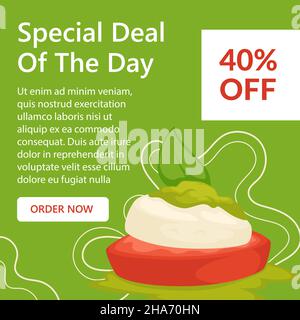 Offerta speciale del giorno, pasto con riduzione di prezzo Illustrazione Vettoriale