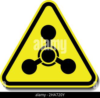 Pericolo sostanze chimiche simbolo di avvertenza di pericolo sul segno vettoriale triangolare giallo, isolato su sfondo bianco Illustrazione Vettoriale