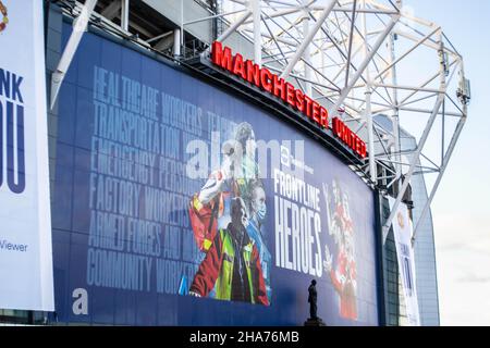 MANCHESTER, INGHILTERRA- 27 novembre 2021: Stadio di calcio Manchester United Old Trafford Foto Stock