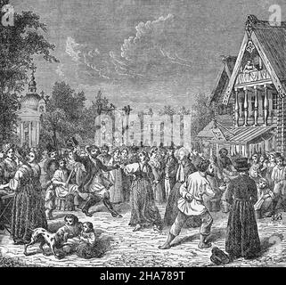 Un'illustrazione di fine 19th secolo di una festa tipica in un villaggio russo senza nome. Foto Stock