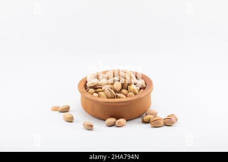 Fıstık, kuruyemiş, sağlıklı,. Severek tüketmek gerekli, Foto Stock