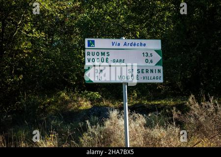 Via Ardeche direzione in Francia Foto Stock