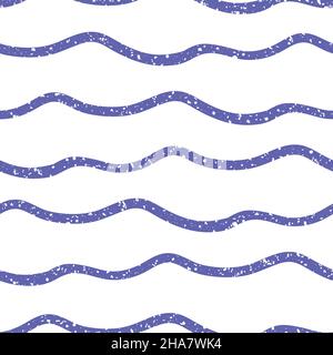 Linee ondulate vettoriali motivo sfondo. Senza cuciture sfondo disegnato a mano pervinkle viola con texture bianco terrazzo. Design a linee irregolari Illustrazione Vettoriale