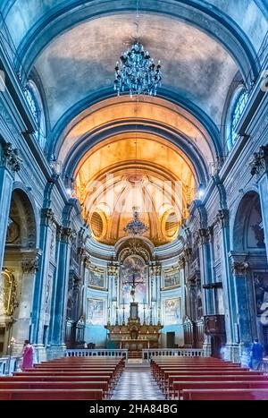 Interni della Chiesa di San Francesco di Paola, Nizza, Costa Azzurra, Francia Foto Stock