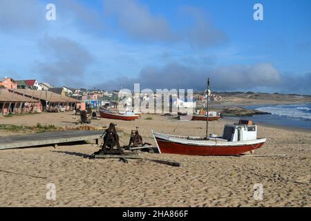 Porto di pesca sulla spiaggia di Punta del Diablo. Foto Stock