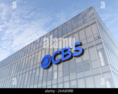 New York, NY, USA. 5 luglio 2021, solo per uso editoriale, 3D CGI. CBS American Broadcasting Company è una multinazionale Commercial Broadcast Television Networ Foto Stock
