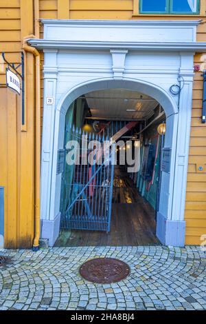 Bryggen, il centro storico molto interessante di Bergen, Norvegia Foto Stock