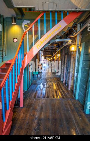 Bryggen, il centro storico molto interessante di Bergen, Norvegia Foto Stock