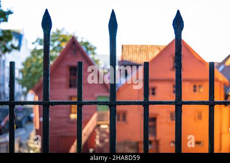 Bryggen, il centro storico molto interessante di Bergen, Norvegia Foto Stock