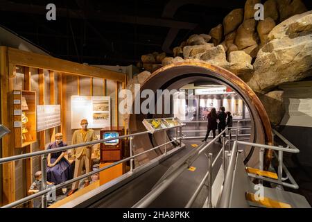 Las Vegas, MAR 12 2021 - veduta interna del National Atomic Testing Museum Foto Stock