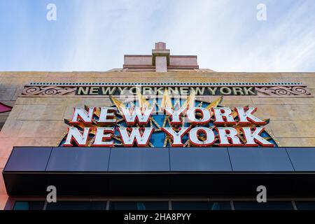 Las Vegas, MAR 22 2021 - segno di New York-New York Hotel and Casino Foto Stock